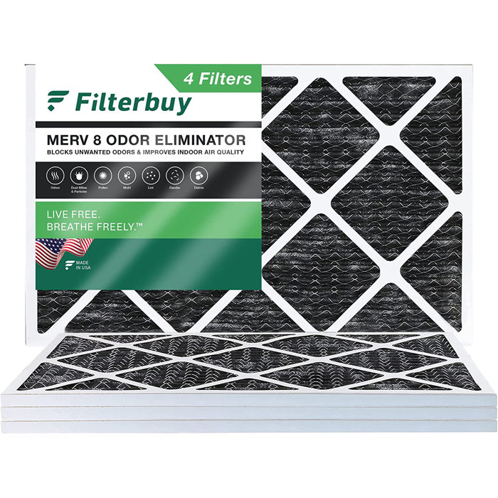 Filterbuy 12x30x1 Air Filter MERV 8 Odor Eliminator, Pleated HVAC AC